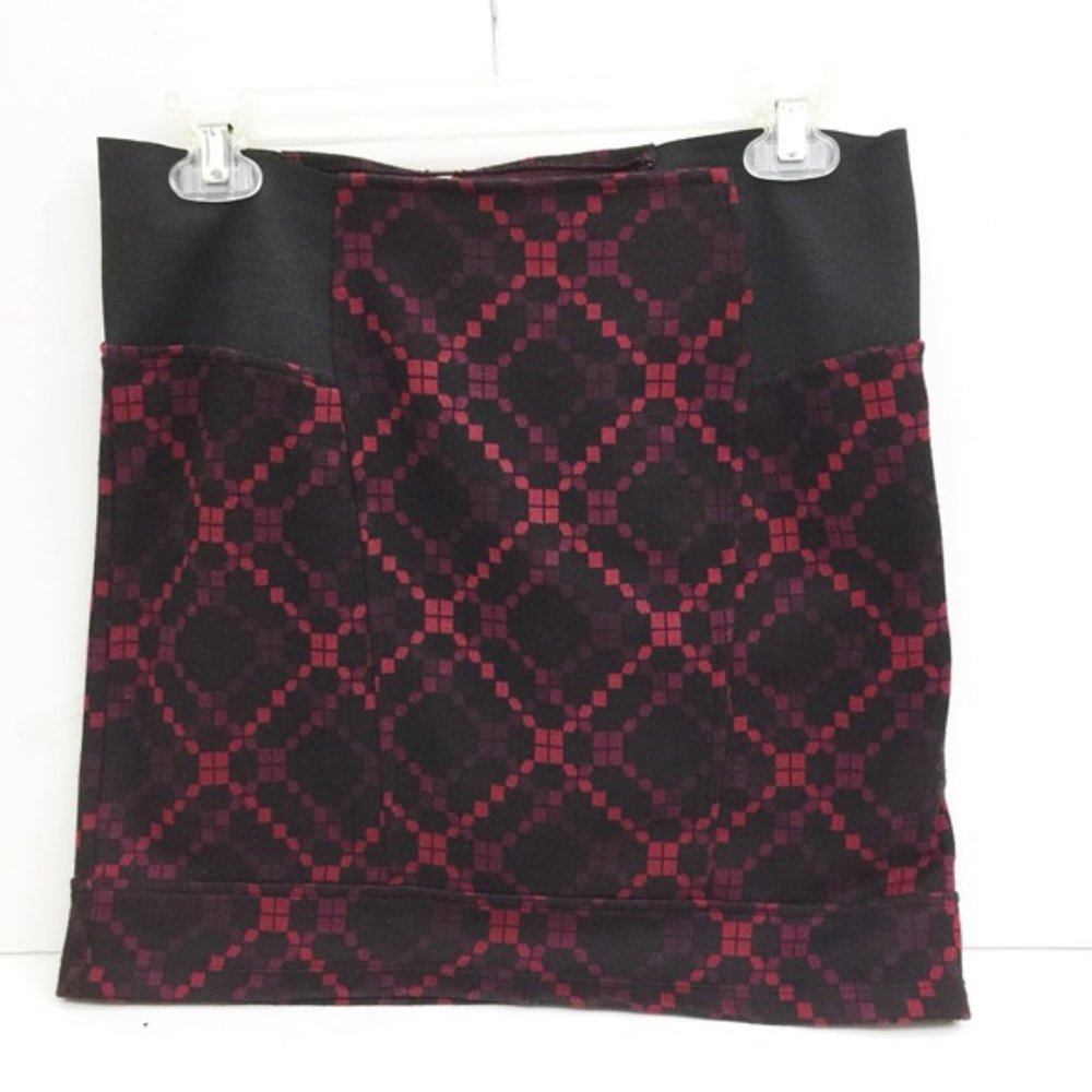 Free People Womens Mini Skirt Red  Black Stretch M
